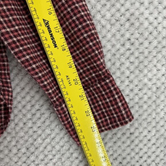 J CREW Classic Flannel Button Up Shirt Women S Prairie Check Red Collared Pocket - Picture 11 of 12
